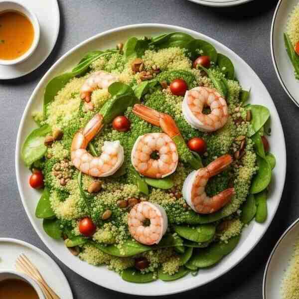 Салат с креветками овощами и кускусом Вещмешок